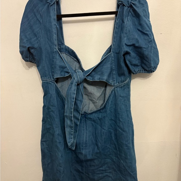 Zara Blue Denim Blouse with Puff Sleeves - Picture 2 of 3